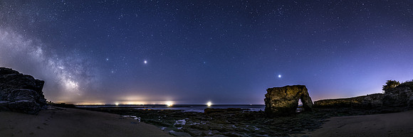 La Roche Percée, la Voie Lactée,Saturne, Mars et Jupiter