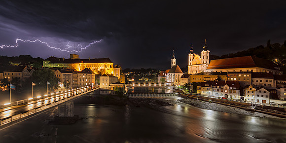 Steyr in Austria under the lightning